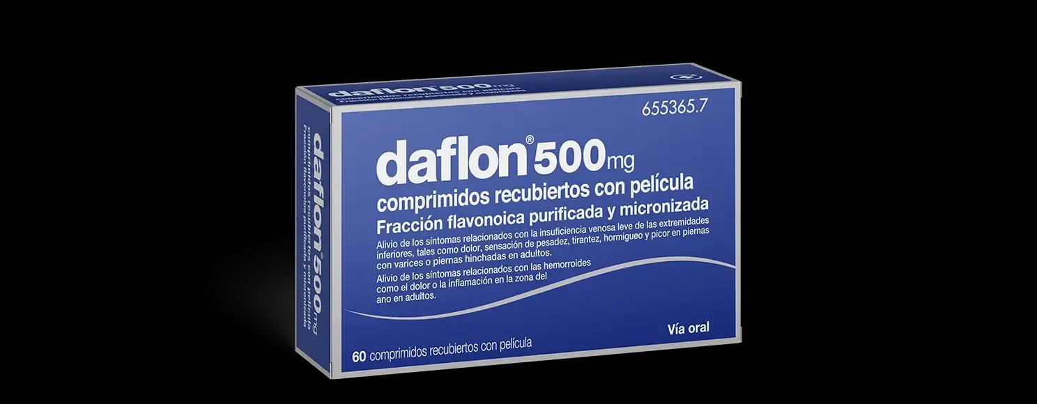 daflon 500 mg caja de medicación un tratamiento oral para el dolor de piernas, piernas cansadas y pesadas y venas varicosas