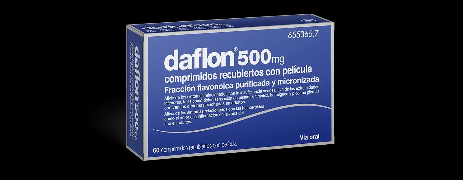 daflon 500 mg caja de medicación un tratamiento oral para el dolor de piernas, piernas cansadas y venas varicosas